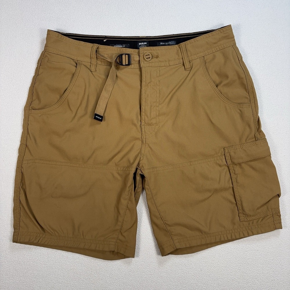 Prana Stretch Zion Shorts II Mens 32x8 Yellow Standard Fit Belted Outdoor *READ*